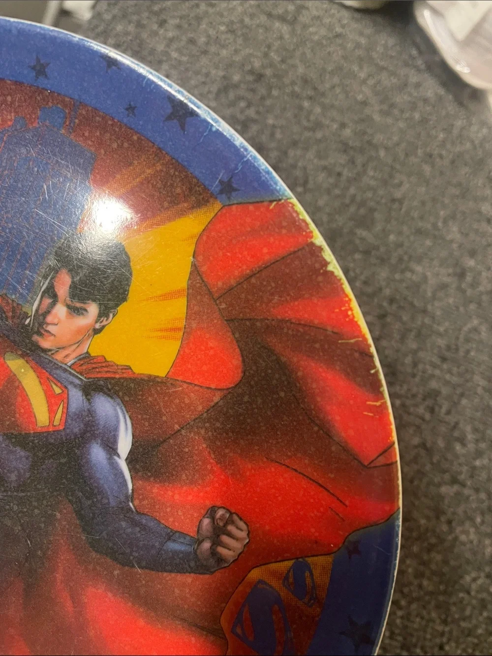 DC Comics Superman Dining Plate. Red/Blue GUC